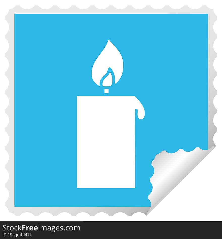 square peeling sticker cartoon lit candle