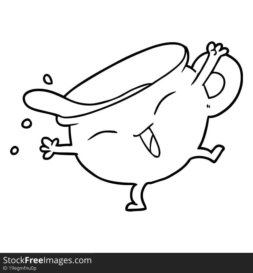 cartoon teacup dancing. cartoon teacup dancing