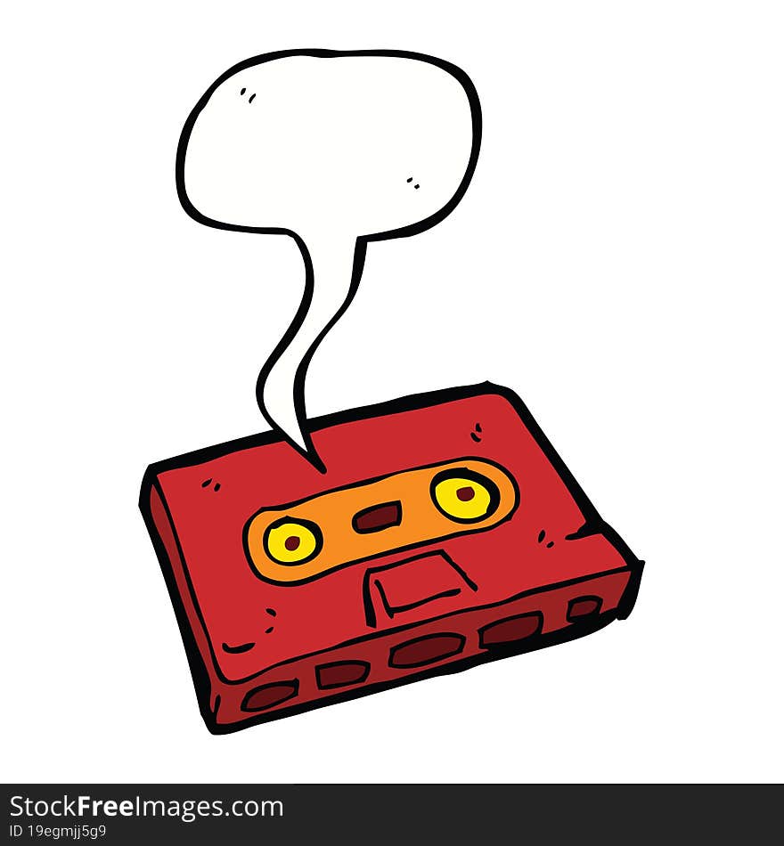 cartoon cassette tape with speech bubble