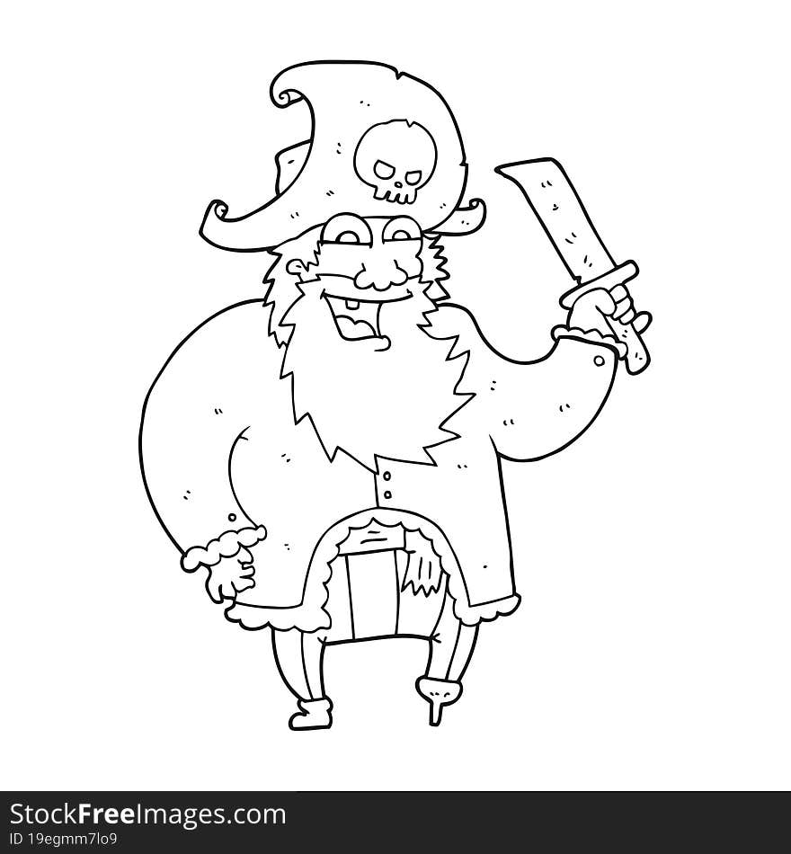 Black And White Cartoon Pirate Captain