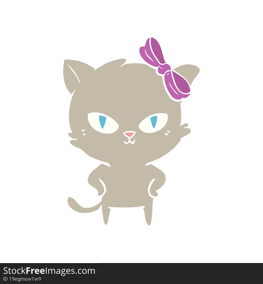 Cute Flat Color Style Cartoon Cat