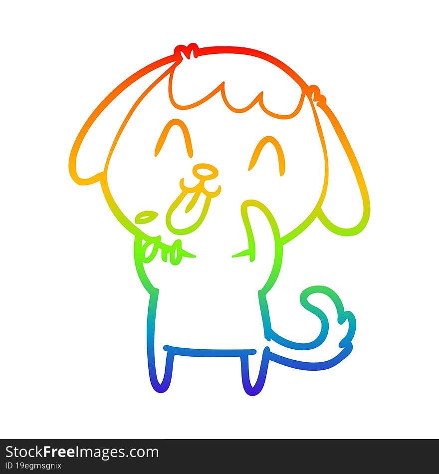 rainbow gradient line drawing of a rude dog cartoon