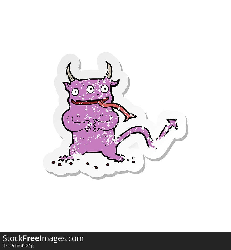 retro distressed sticker of a cartoon little demon