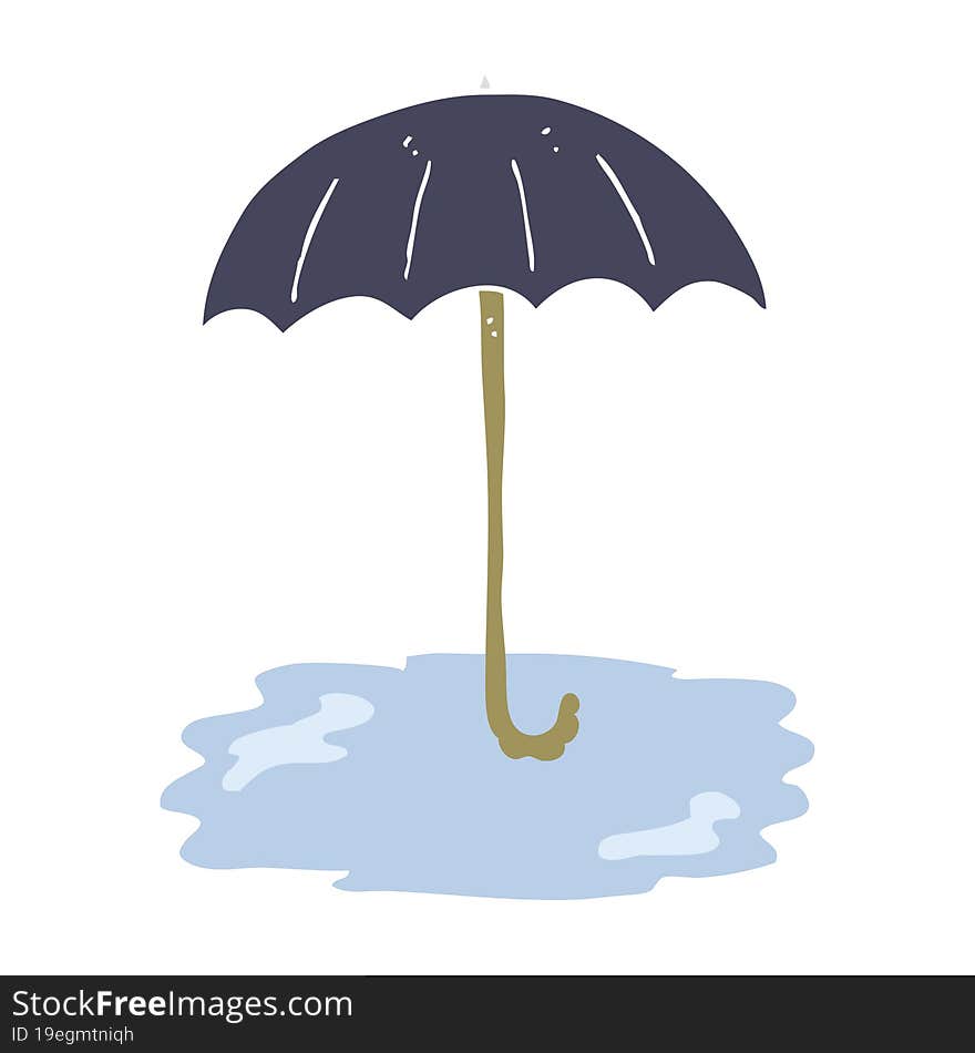 Flat Color Illustration Of A Cartoon Wet Umbrella