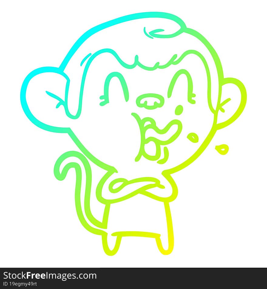 cold gradient line drawing crazy cartoon monkey