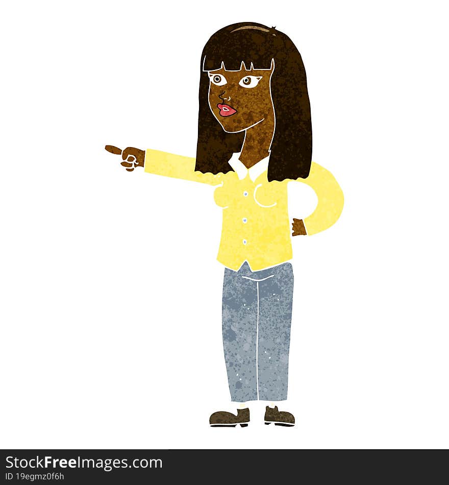 cartoon pretty woman pointing