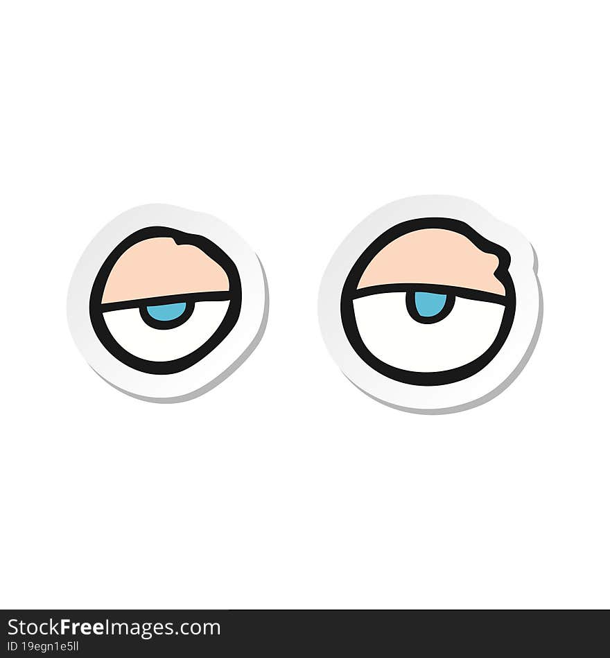 Sticker Of A Cartoon Tired Eyes