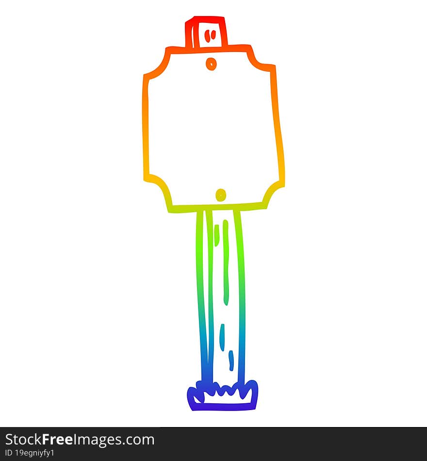 rainbow gradient line drawing of a cartoon blank sign post