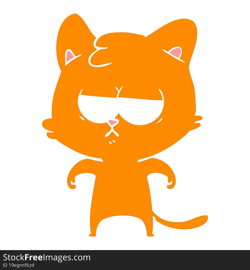 bored flat color style cartoon cat