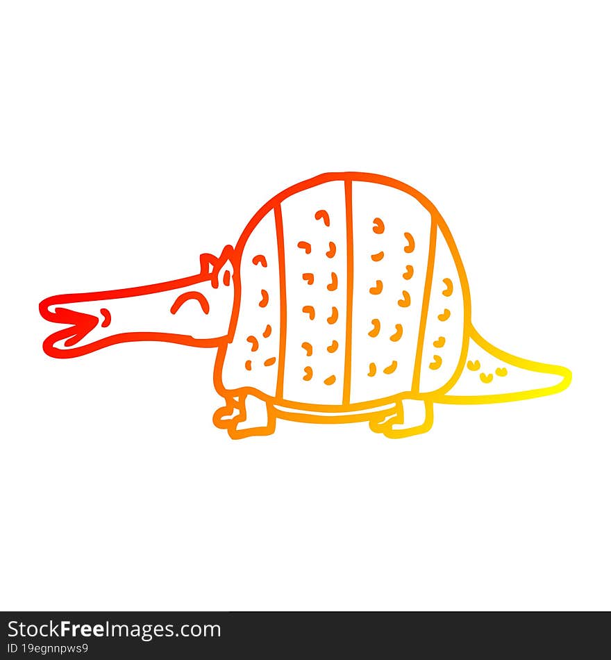 warm gradient line drawing cartoon armadillo