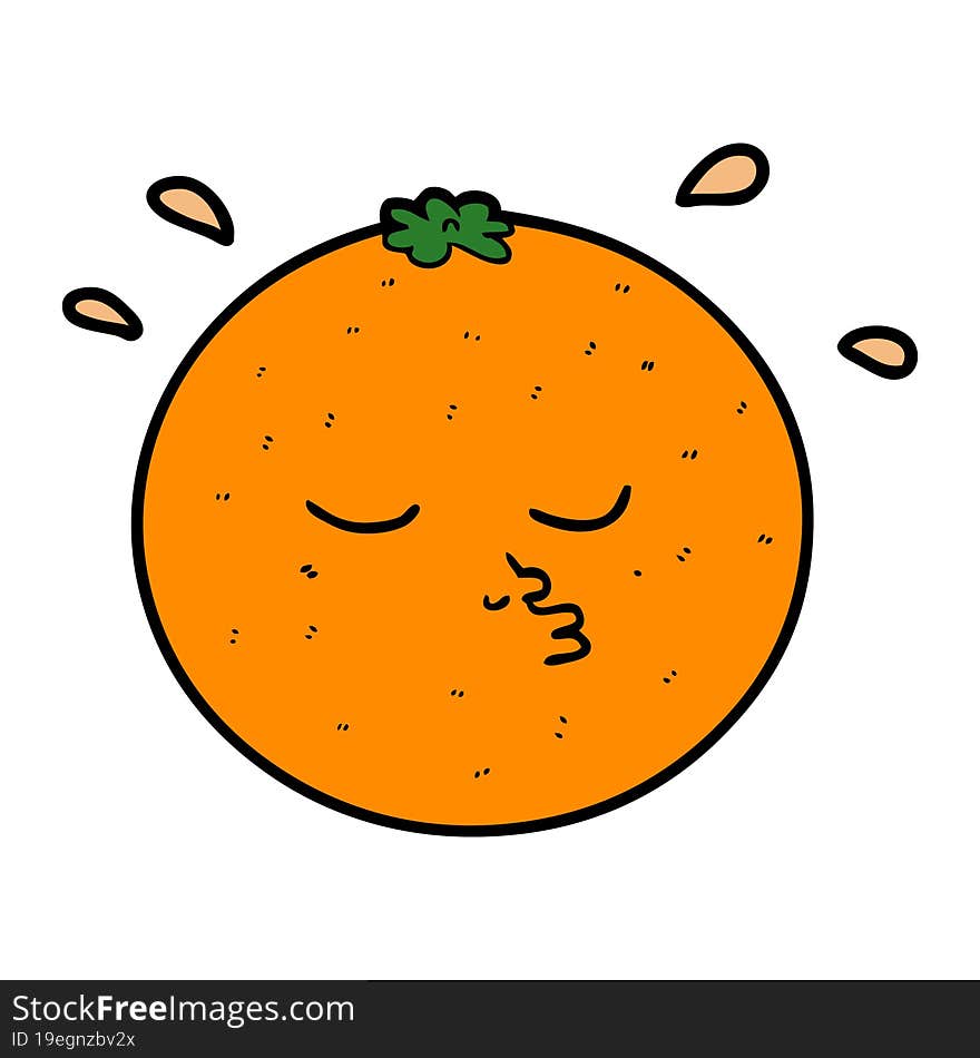 cartoon orange with face. cartoon orange with face