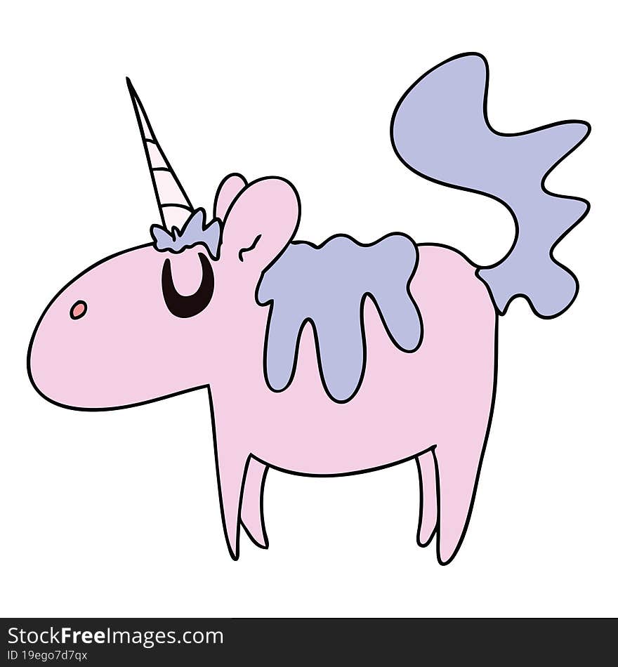 quirky hand drawn cartoon unicorn