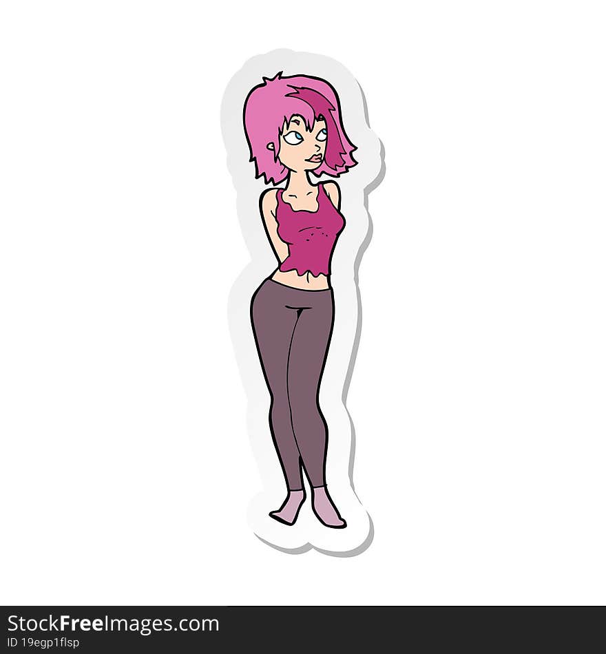 sticker of a cartoon attractive girl