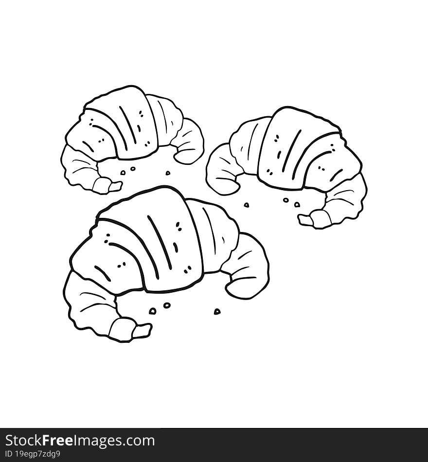 black and white cartoon croissants