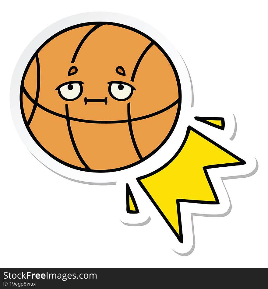 sticker of a cute cartoon basketball