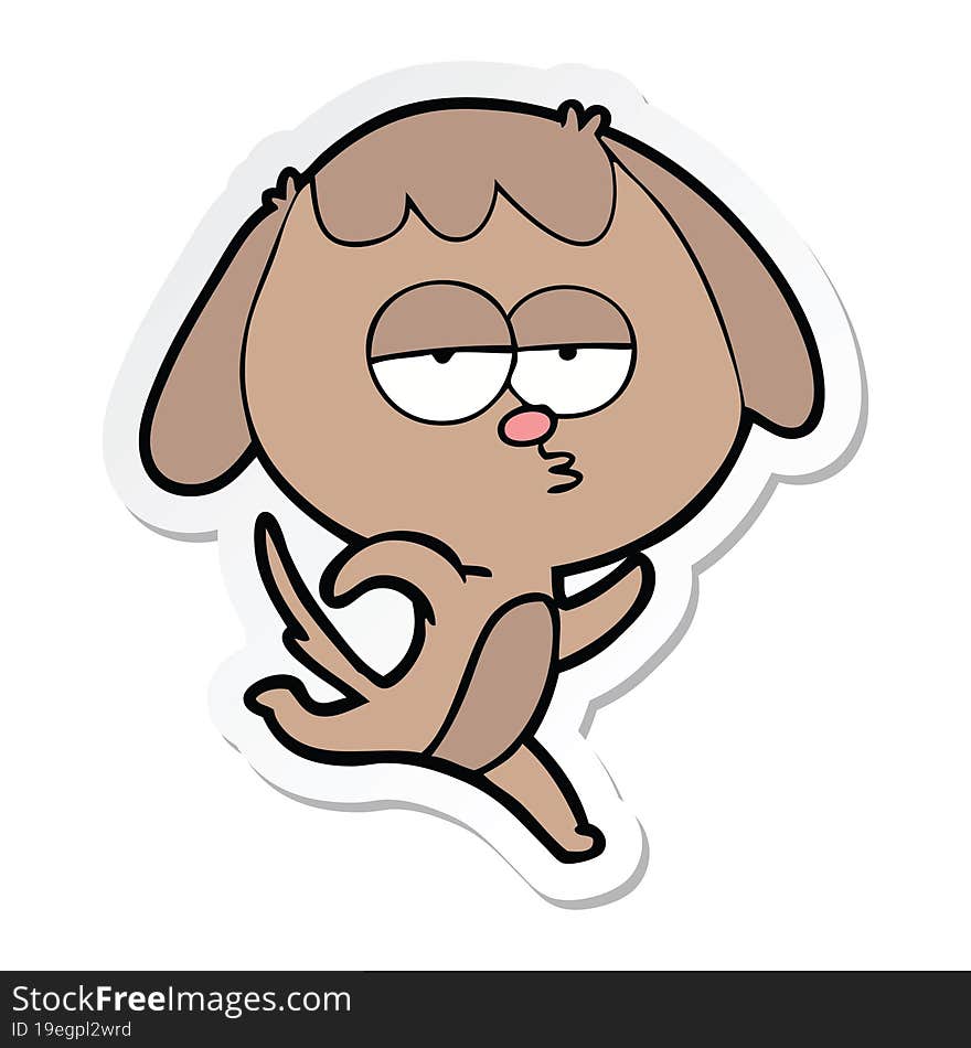 sticker of a cartoon bored dog running