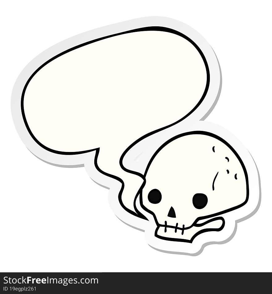 cartoon spooky skull and speech bubble sticker