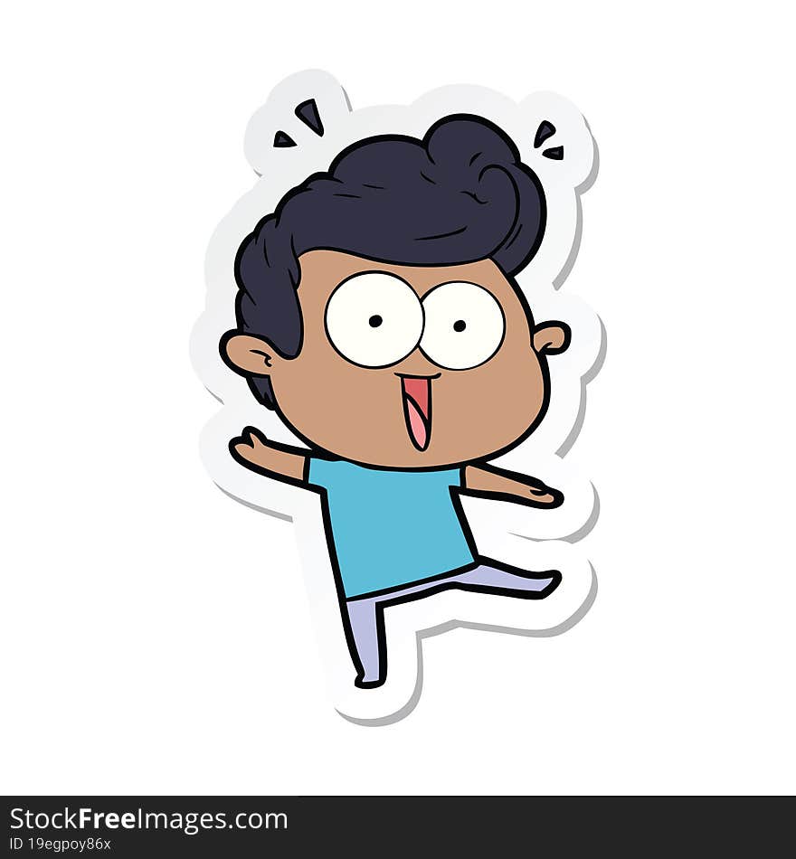 sticker of a cartoon excited man