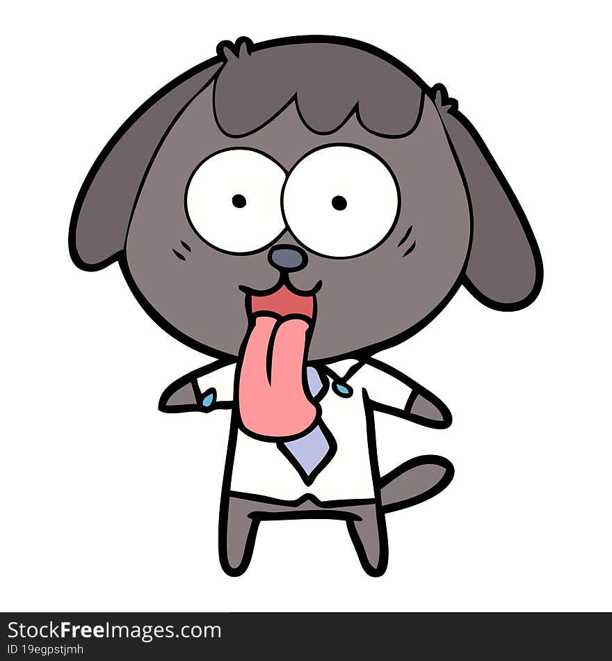 cute cartoon dog wearing office shirt. cute cartoon dog wearing office shirt