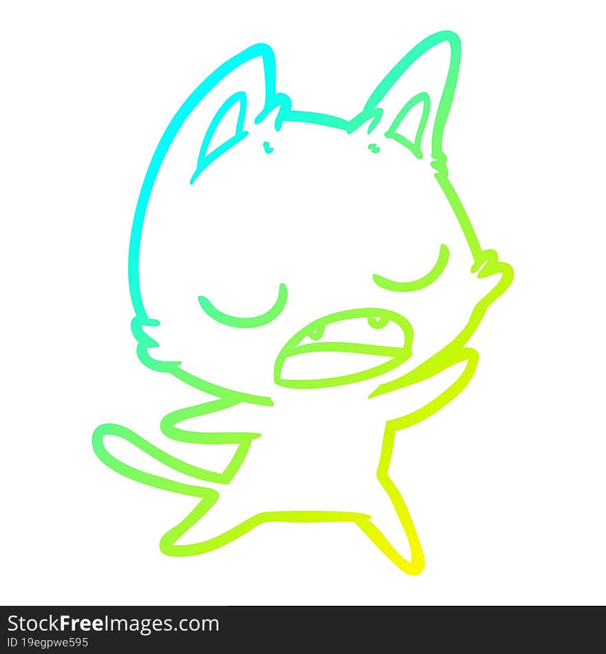 cold gradient line drawing talking cat cartoon