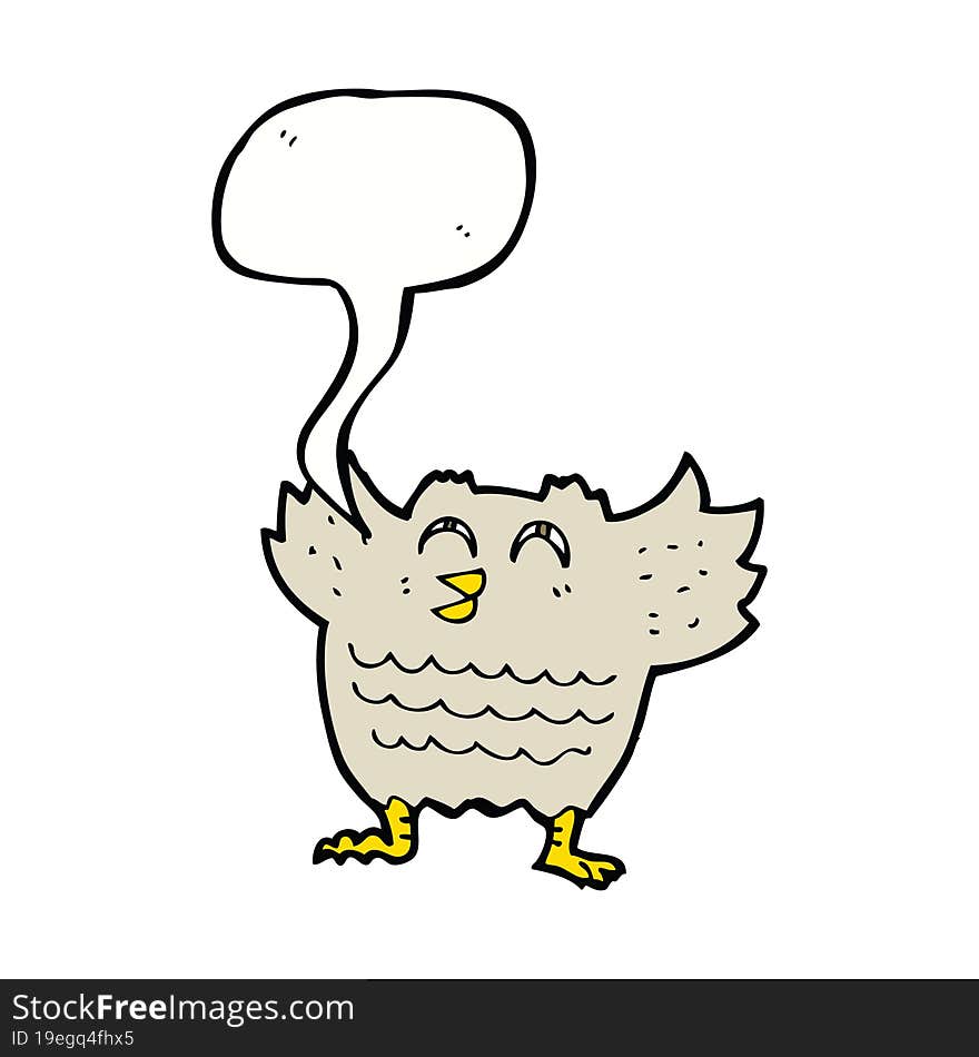 cartoon owl with speech bubble