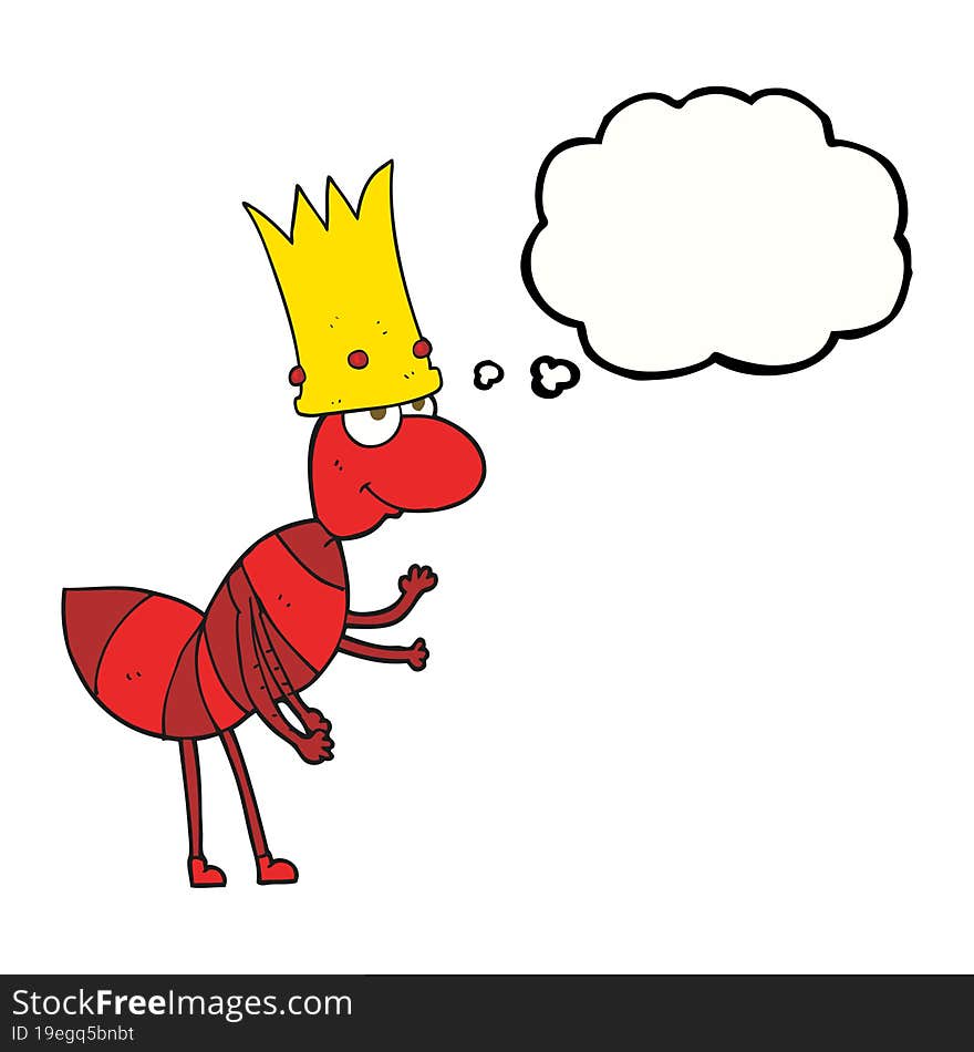 freehand drawn thought bubble cartoon ant queen