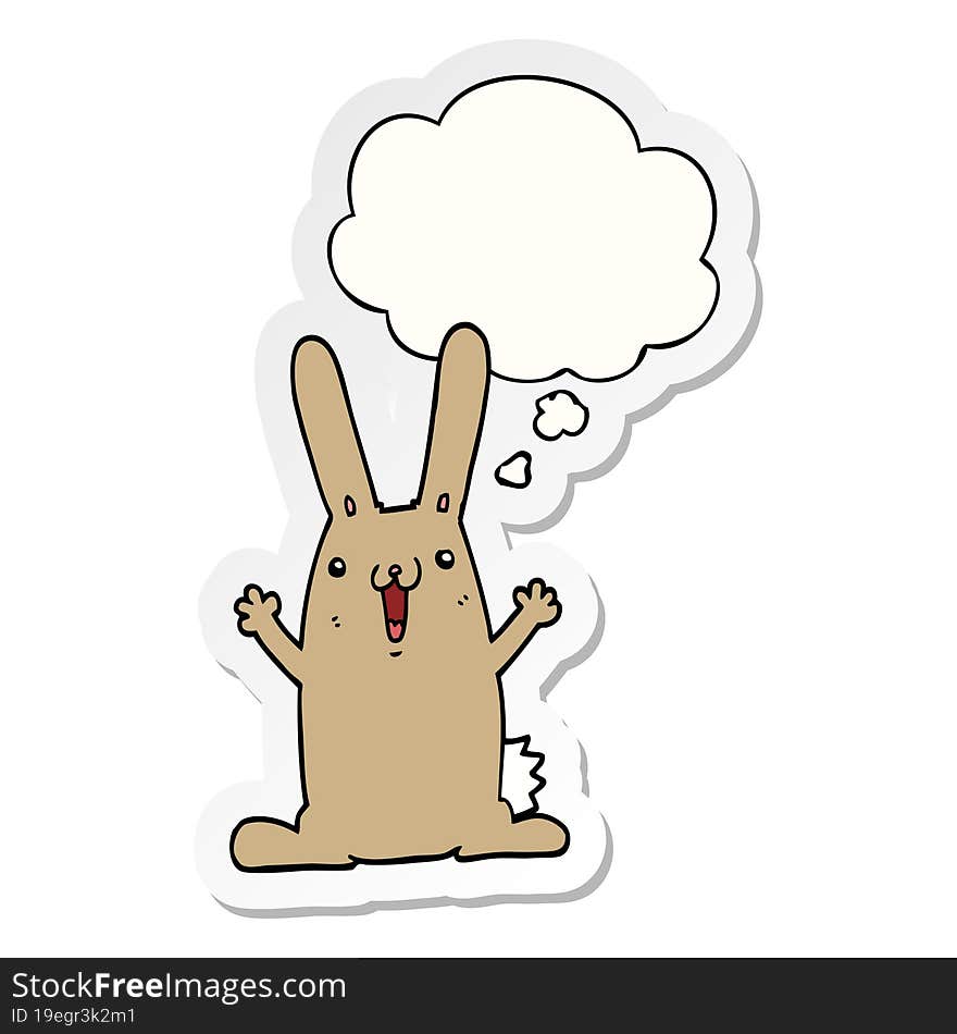 Cartoon Rabbit And Thought Bubble As A Printed Sticker