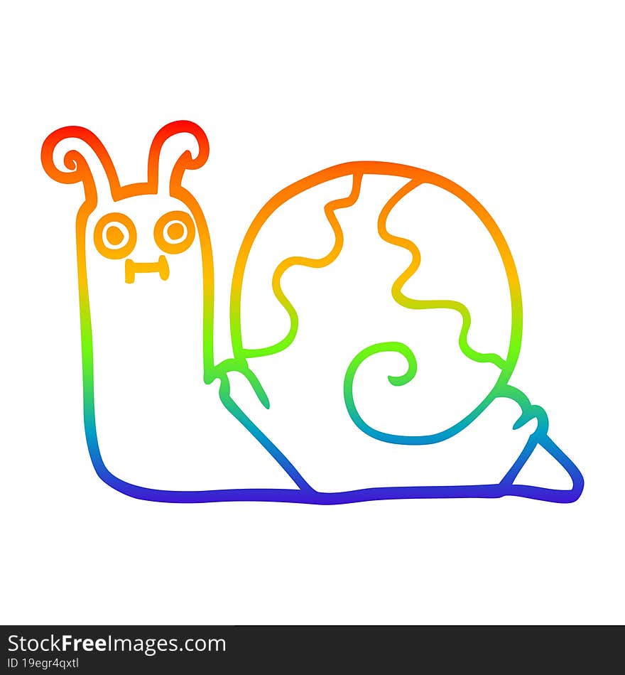 rainbow gradient line drawing cartoon snail