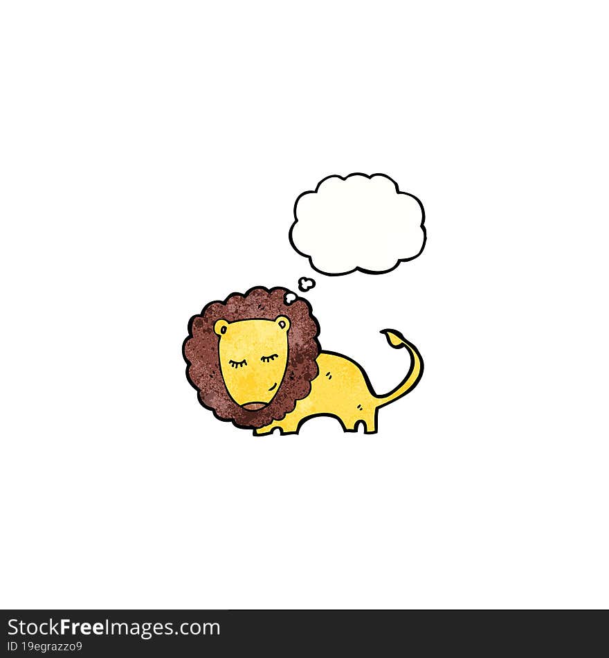 lion with thought bubble cartoon