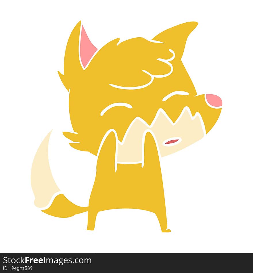 Flat Color Style Cartoon Fox