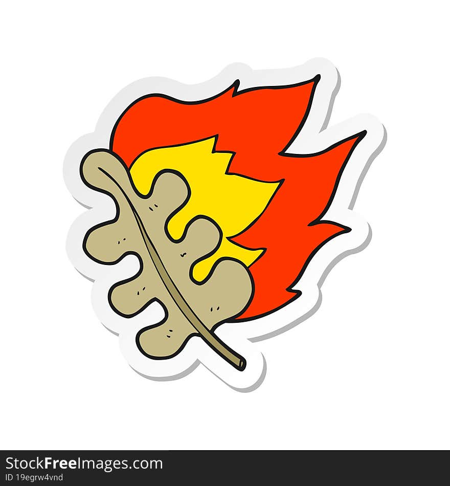 sticker of a cartoon burning dry leaf