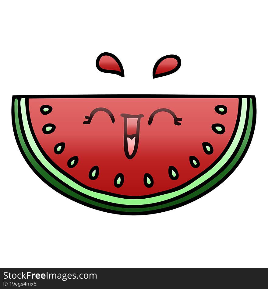 quirky gradient shaded cartoon watermelon