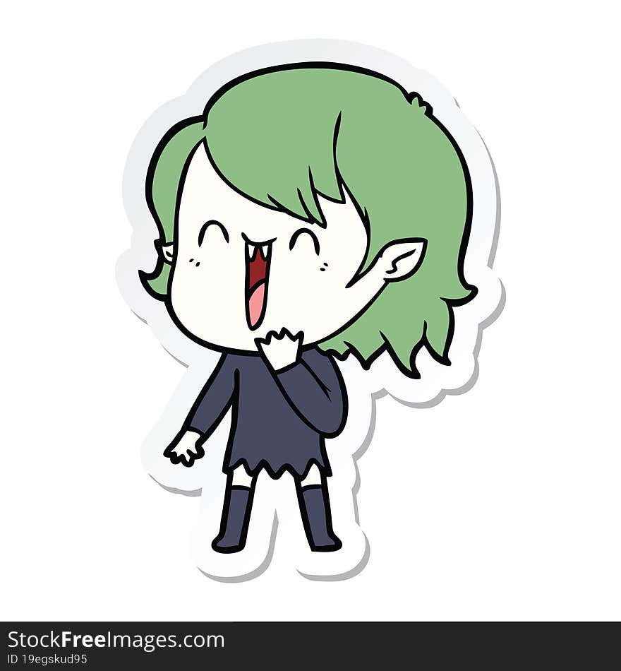 sticker of a cute cartoon happy vampire girl