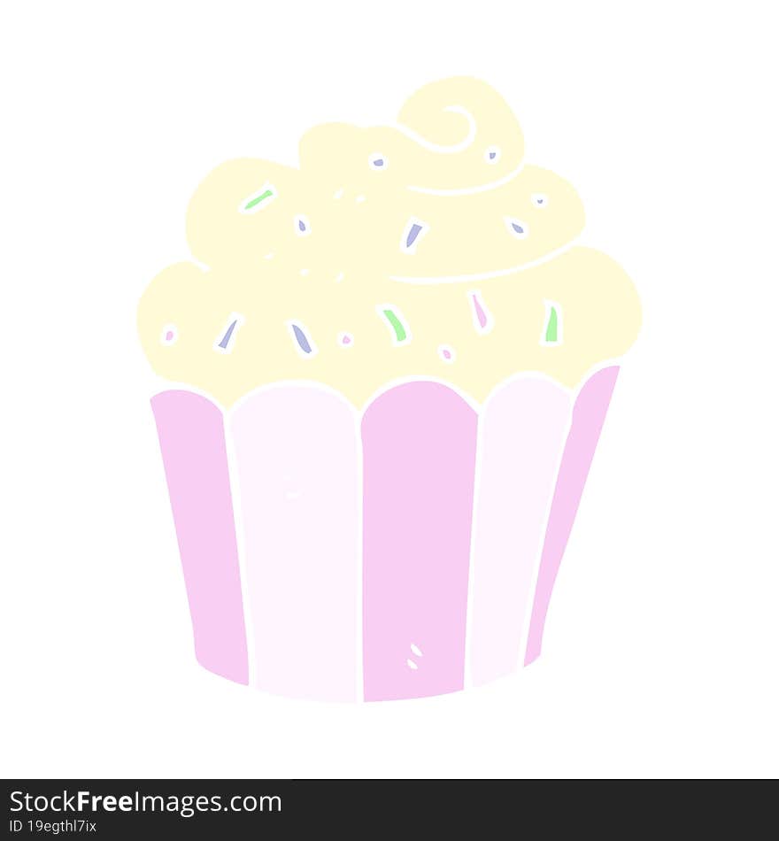 flat color illustration of a cartoon cupcake