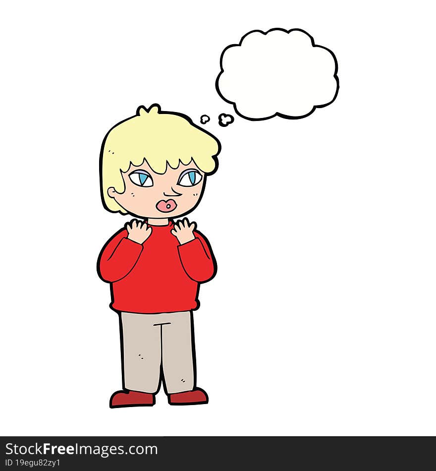 Cartoon Worried Person With Thought Bubble