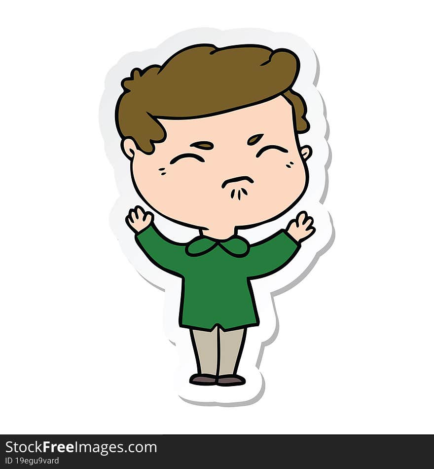 sticker of a cartoon annoyed man