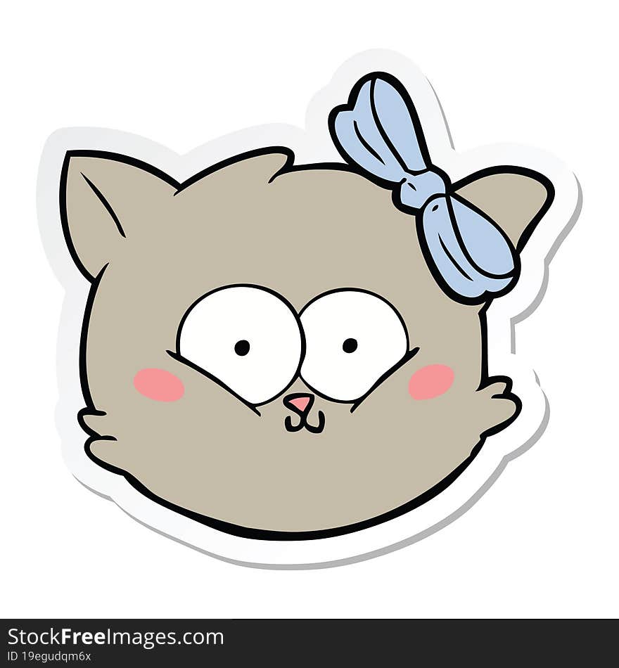 Sticker Of A Cute Cartoon Kitten Face