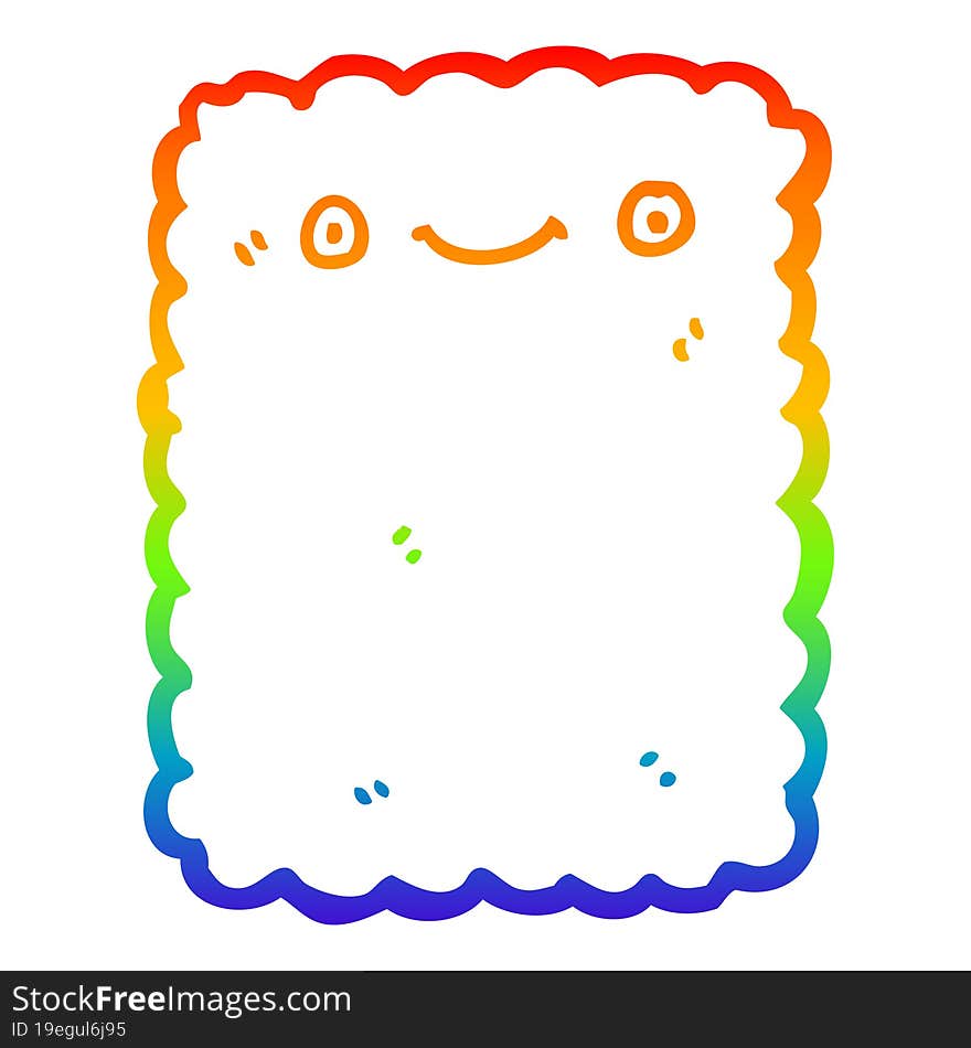 rainbow gradient line drawing cartoon biscuit