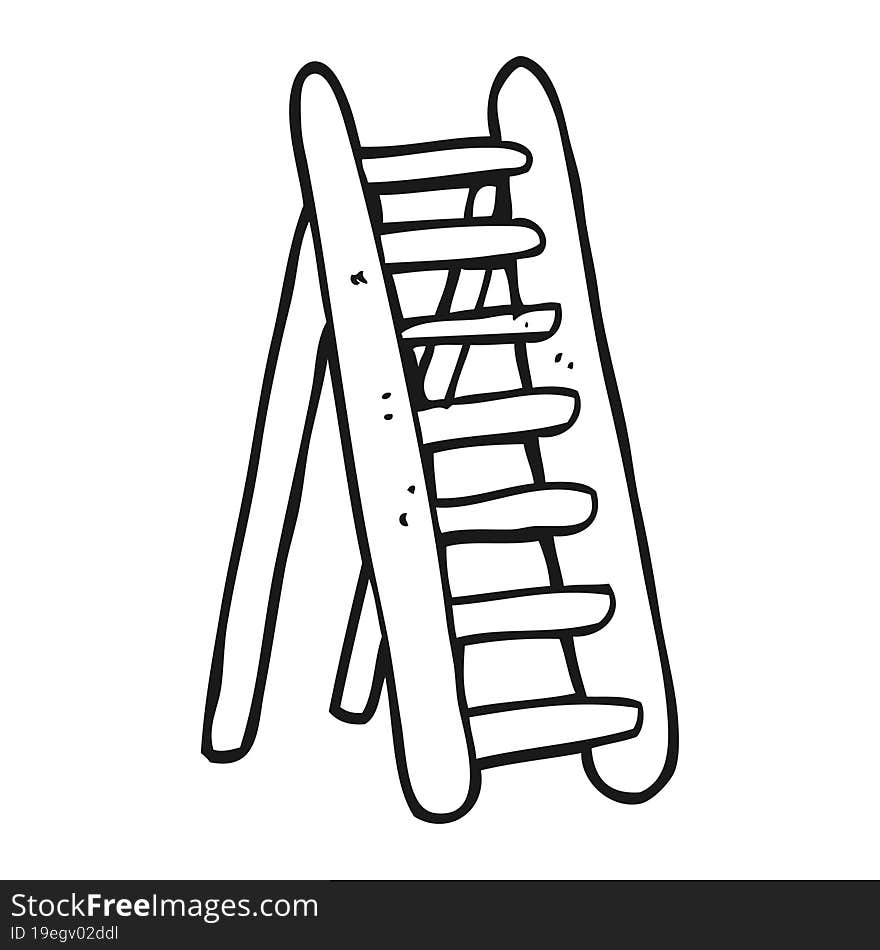 black and white cartoon ladder