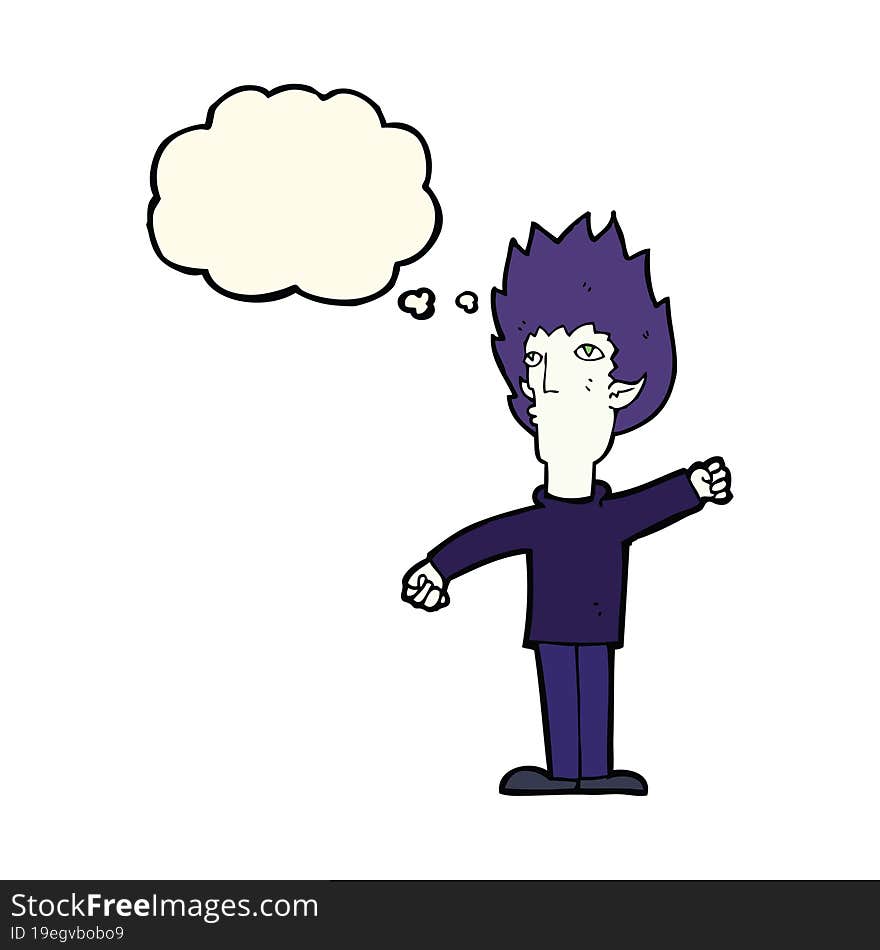 Cartoon Vampire Man With Thought Bubble