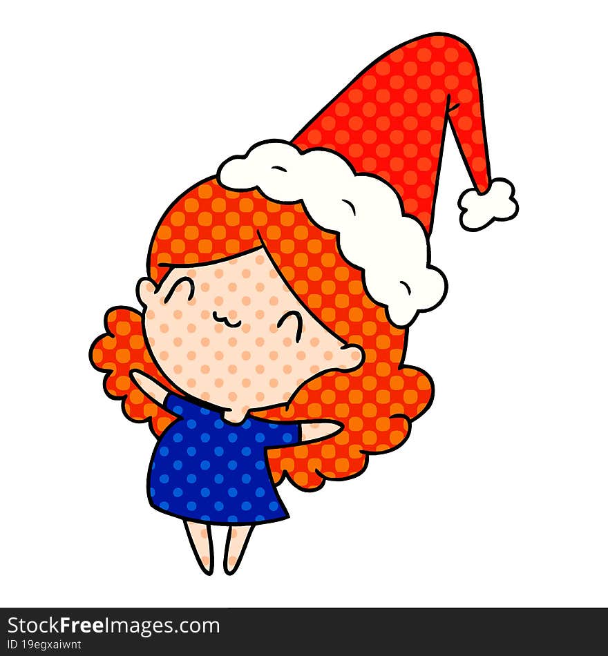 hand drawn christmas cartoon of kawaii girl