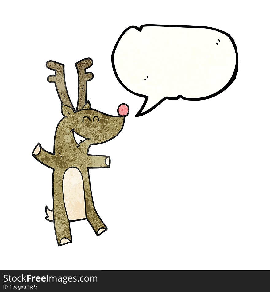 Speech Bubble Textured Cartoon Reindeer