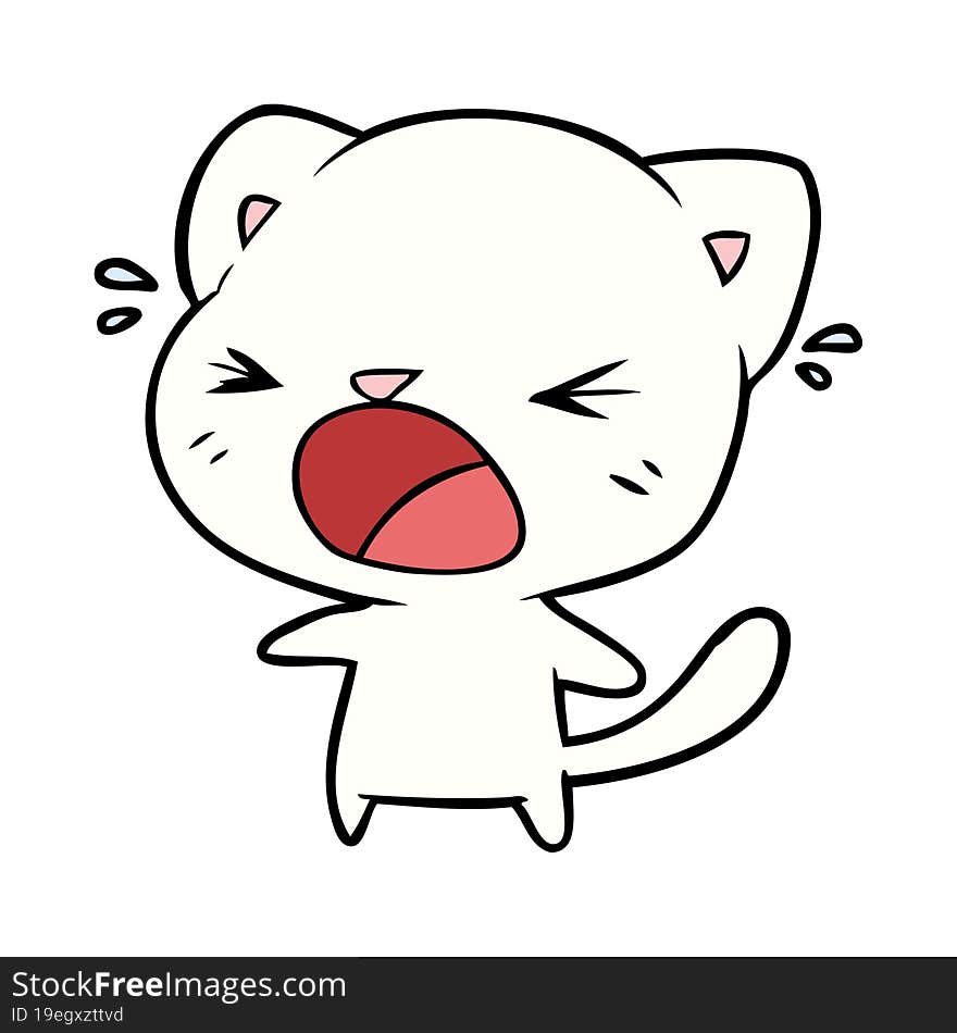 cute cartoon cat crying. cute cartoon cat crying