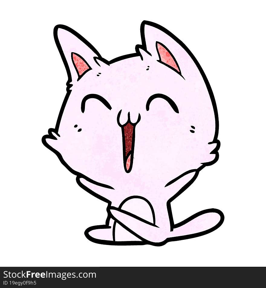 happy cartoon cat meowing. happy cartoon cat meowing