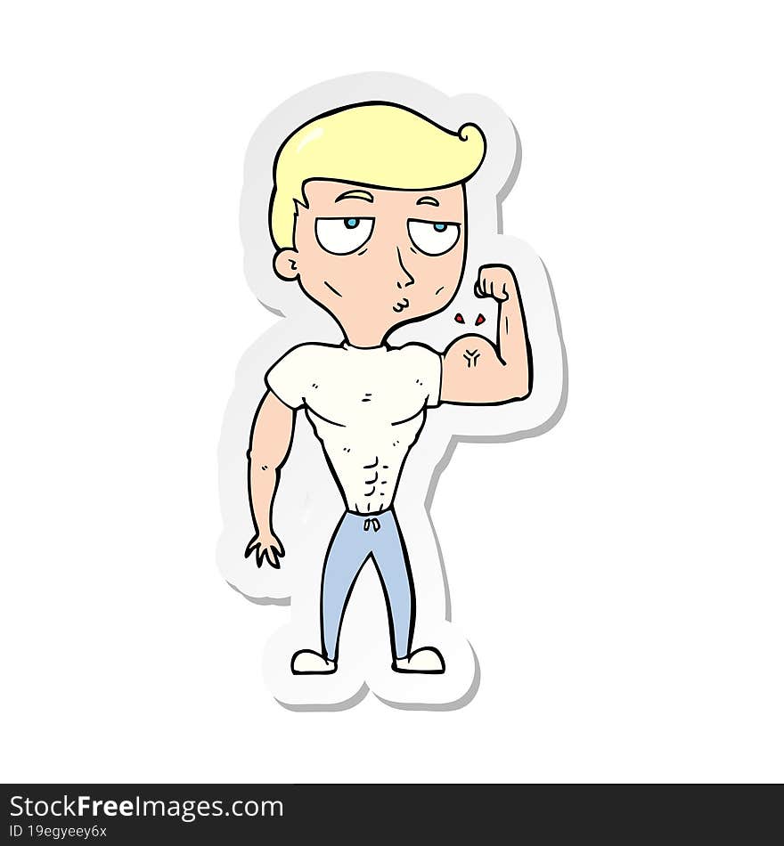 sticker of a cartoon gym man