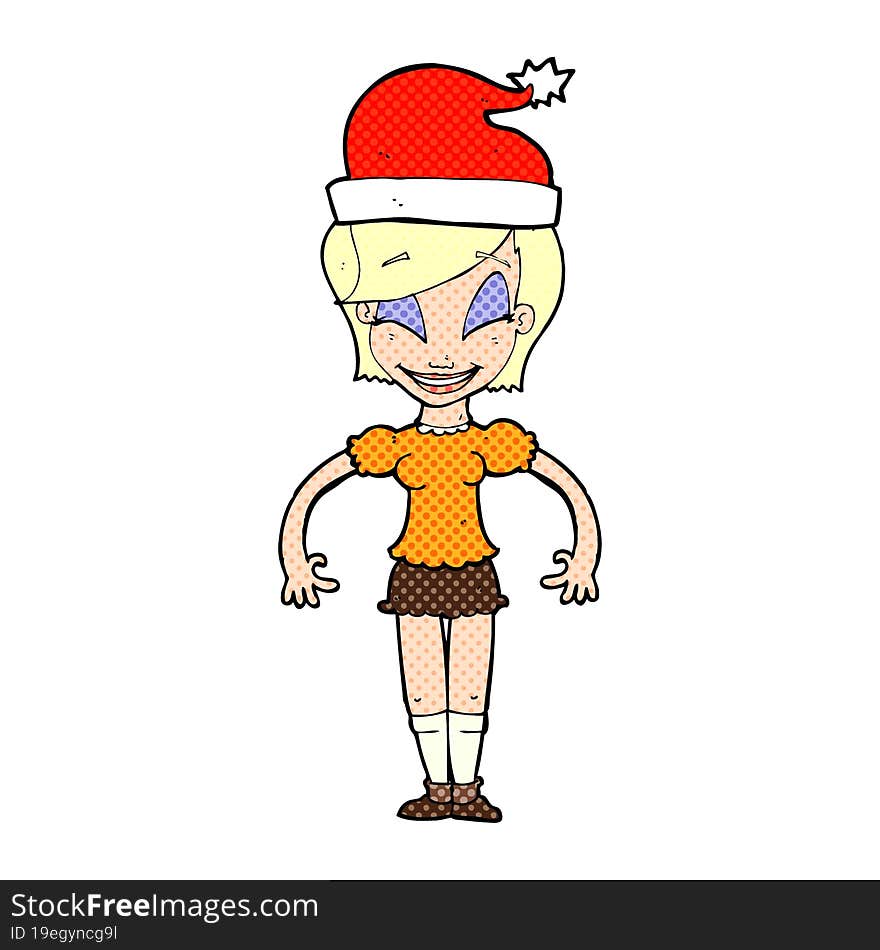 Cartoon Woman Ready For Christmas