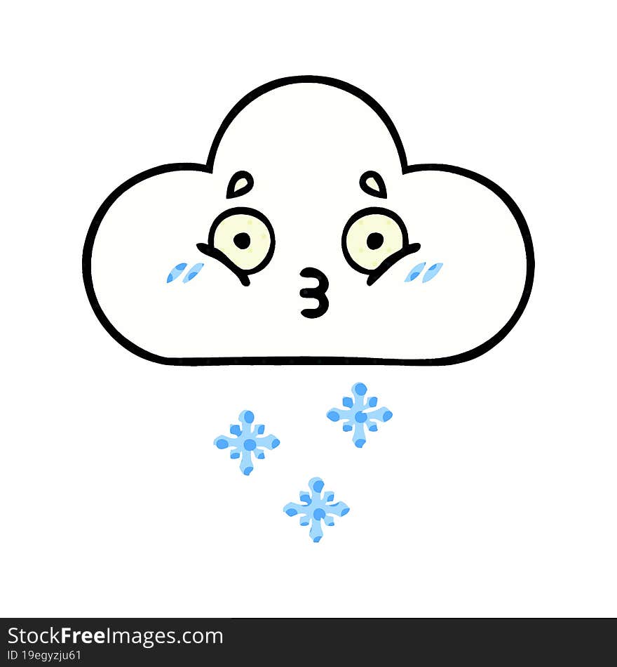 Comic Book Style Cartoon Snow Cloud