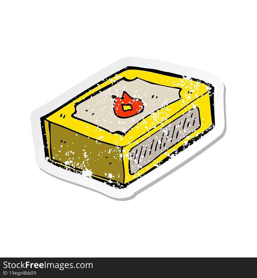 retro distressed sticker of a cartoon pack of matches