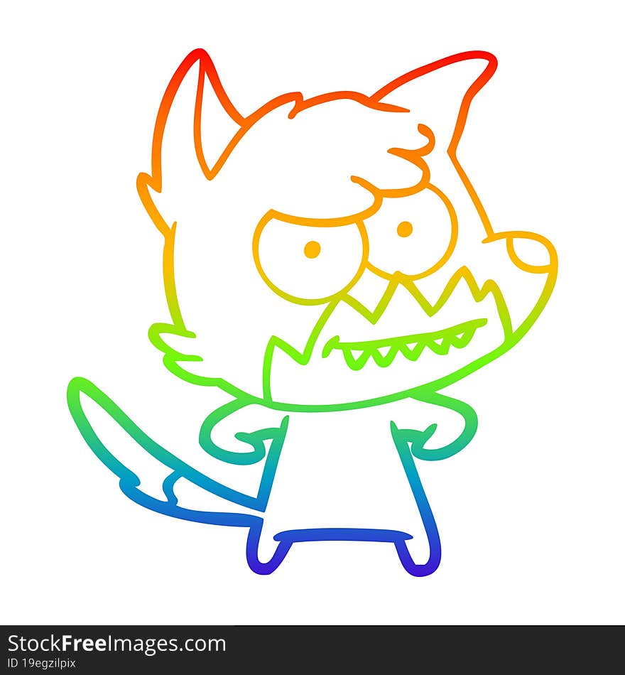 rainbow gradient line drawing cartoon grinning fox