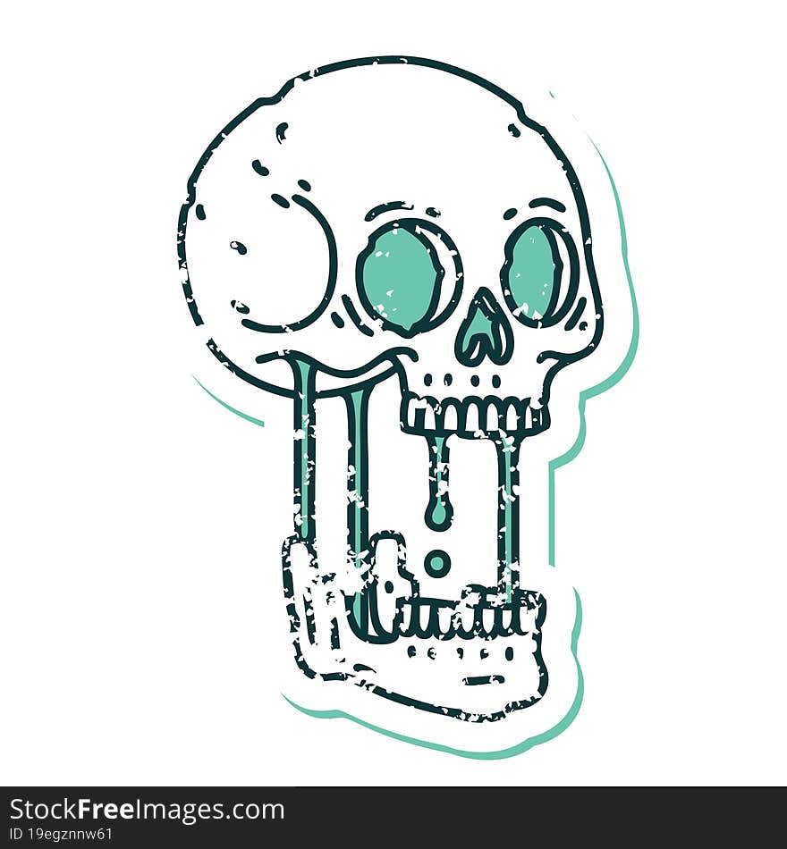 distressed sticker tattoo style icon of a skull